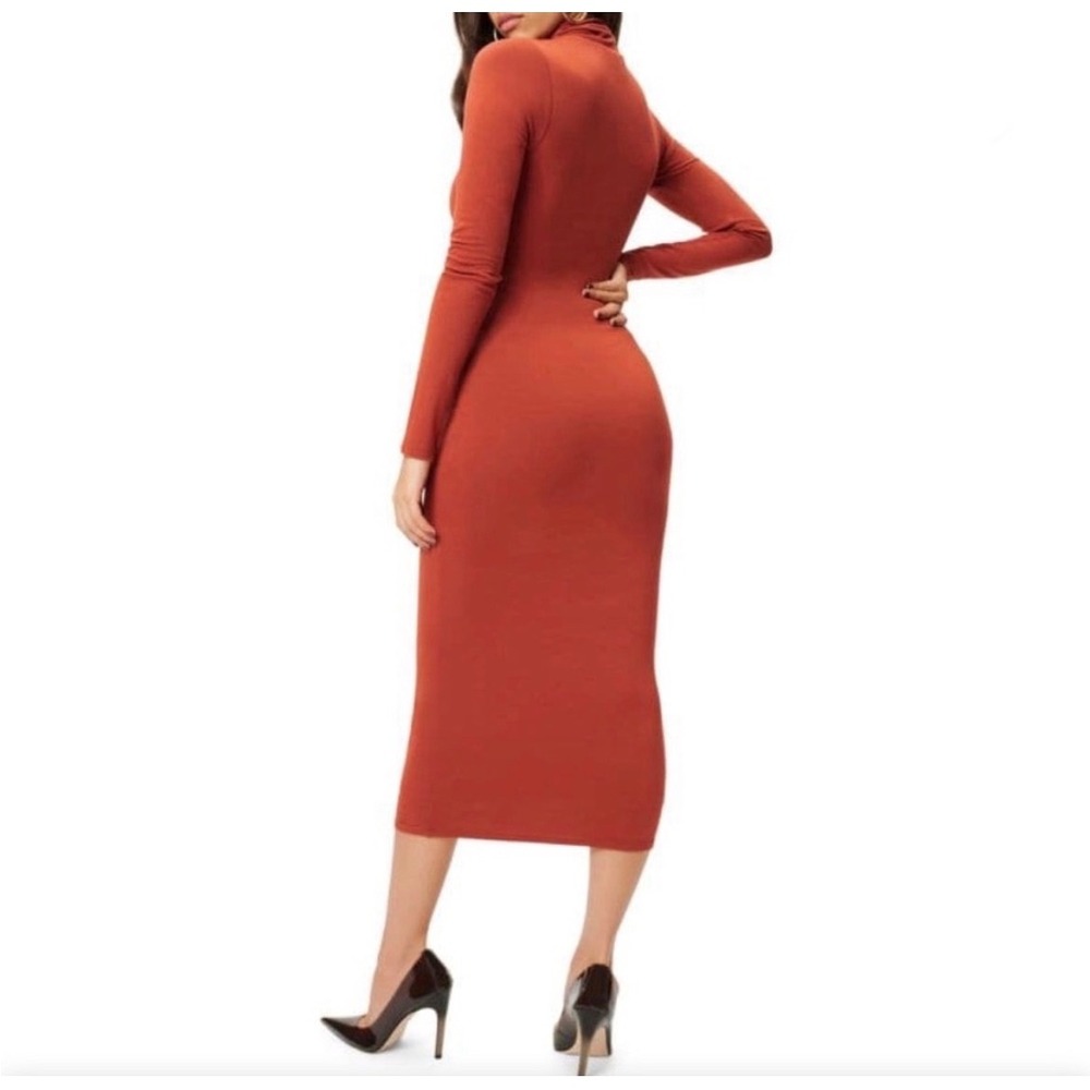 Good American Brick Long Sleeve Turtleneck Midi Bodycon Dress Size XS - Picture 2 of 8